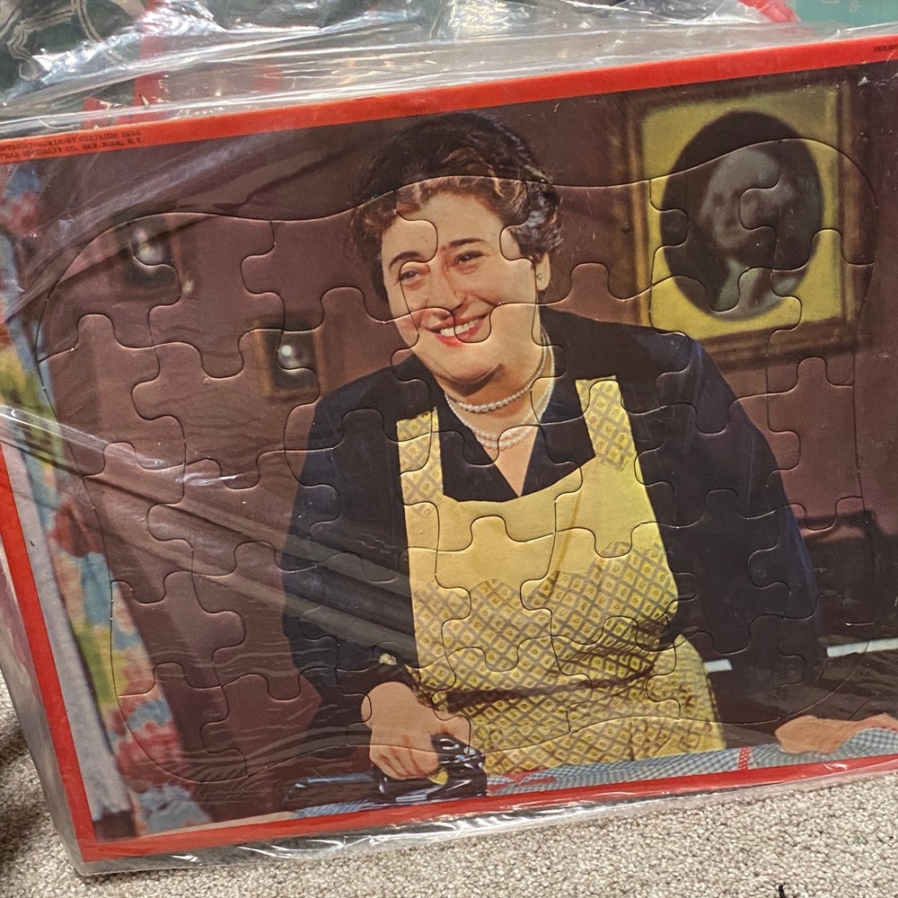 Charming Vintage Puzzle with Woman in Yellow Apron